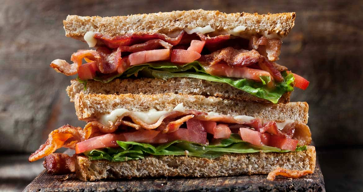 Banana bacon lettuce and tomato sandwich