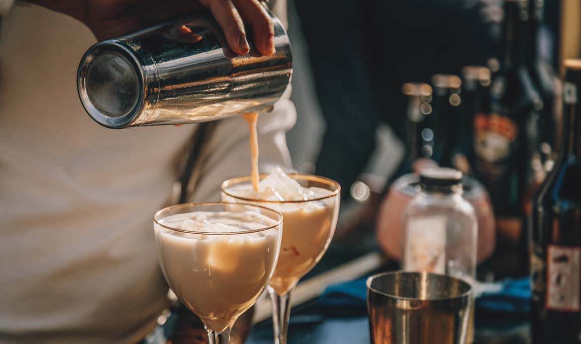 Bartender preparing cocktails