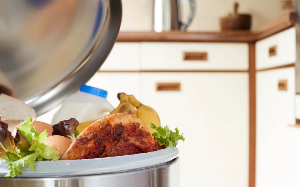 Food waste in a regular waste bin